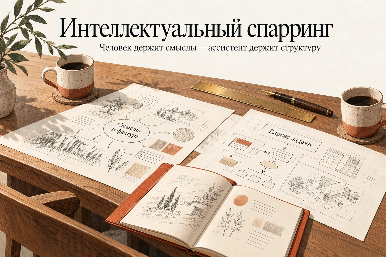 Интеллектуальный спарринг: человек держит смыслы, ассистент держит структуру